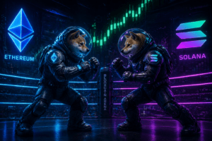 memecoins na Solana e volume de negociação na rede Ethereum