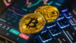 Gráfico do Bitcoin hoje com sinal de alta e indicador de ciclo verde