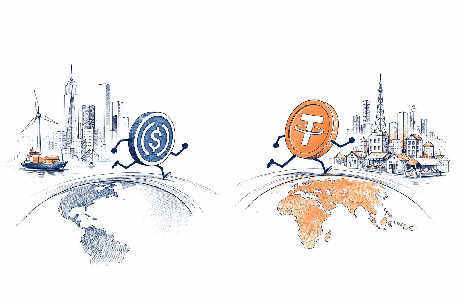 USDC e Tether começam a disputar mercados diferentes