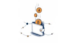 Segurança em pagamentos com criptomoedas em uma operação empresarial, com carteira digital, confirmação de transação, escudo de proteção e fluxo de controle interno