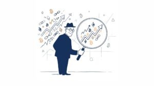 Ilustração de uma baleia em um oceano digital conectado por nós, representando como rastrear o smart money em criptomoedas e entender a análise on-chain do mercado.
