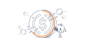 Ilustração mostrando a Circle como empresa responsável pela infraestrutura do USDC, conectando a stablecoin a diferentes blockchains e serviços financeiros do ecossistema de criptomoedas