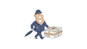 Ilustração representando a regulação de criptomoedas, conectando blockchain, stablecoins, bancos e instituições financeiras