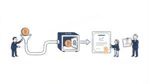 como funcionam os ETFs spot de criptomoedas, com o fluxo entre investidores, Authorized Participants, criação de cotas, custódia institucional e compra de Bitcoin no mercado spot