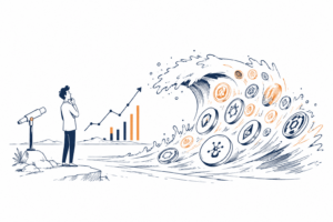 Indicadores de altseason mostrando a rotação de capital do Bitcoin para altcoins, com dominância do BTC em queda e alta do ETH/BTC.