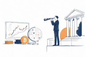 Ilustração da Coinbase Prime como infraestrutura institucional para negociação, custódia e gestão de criptomoedas.