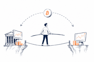 Arbitragem de criptomoedas entre exchanges com diferença de preço do Bitcoin, taxas e execução de compra e venda