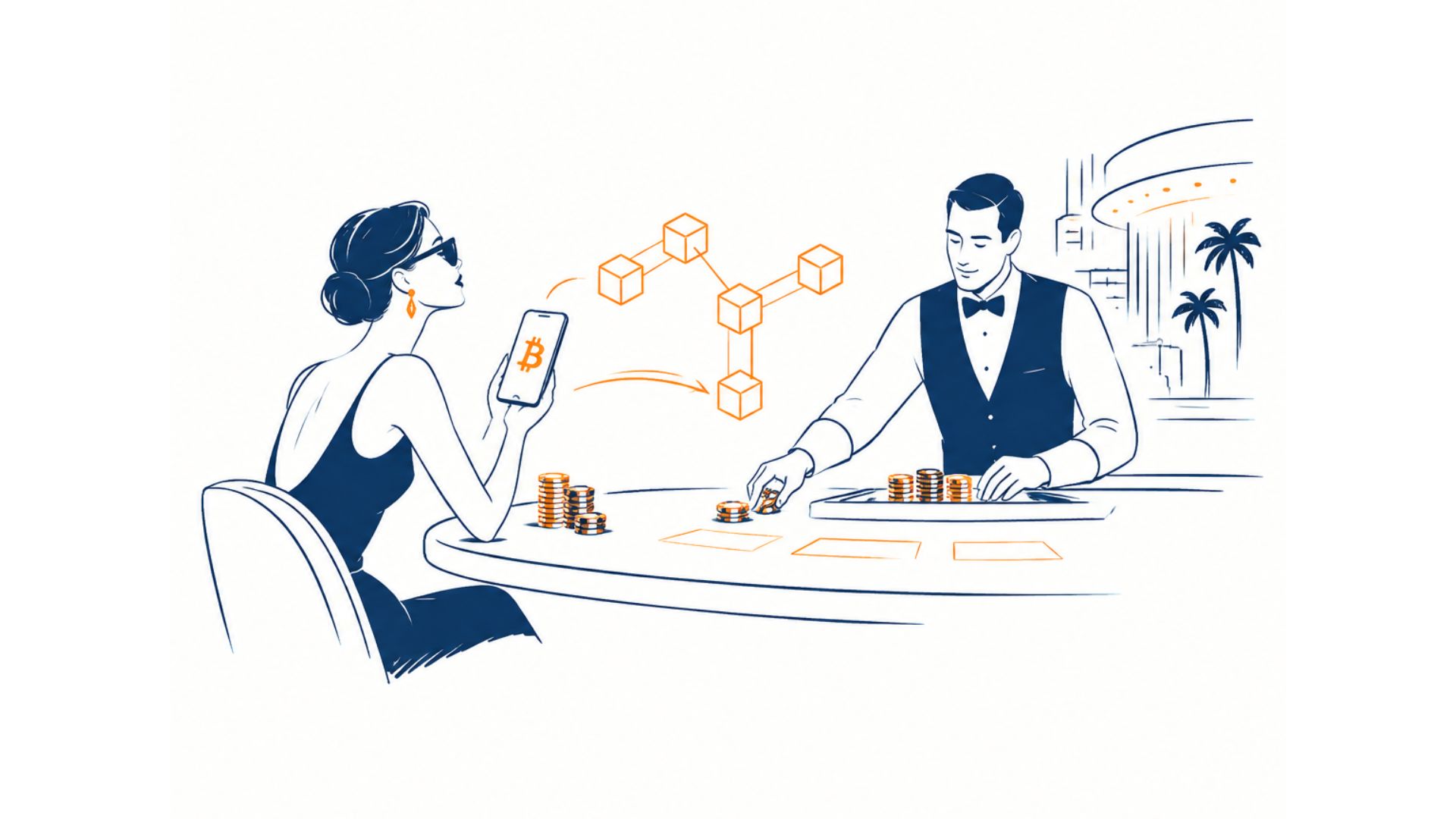Cassinos cripto usando criptomoedas, blockchain e carteira digital em uma experiência de apostas online