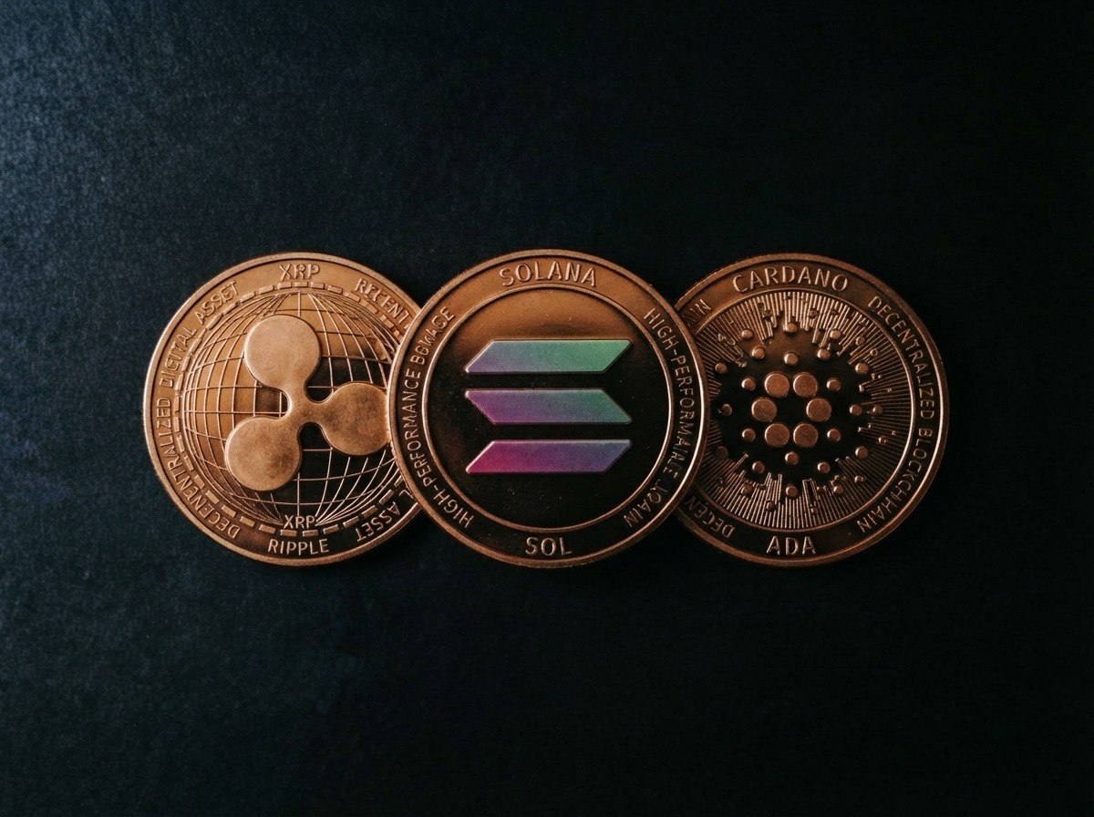 análise das criptomoedas XRP, Solana e Cardano no mercado cripto