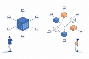 Comparação entre blockchain modular e monolítica mostrando Ethereum e Solana em arquiteturas de blockchain diferentes