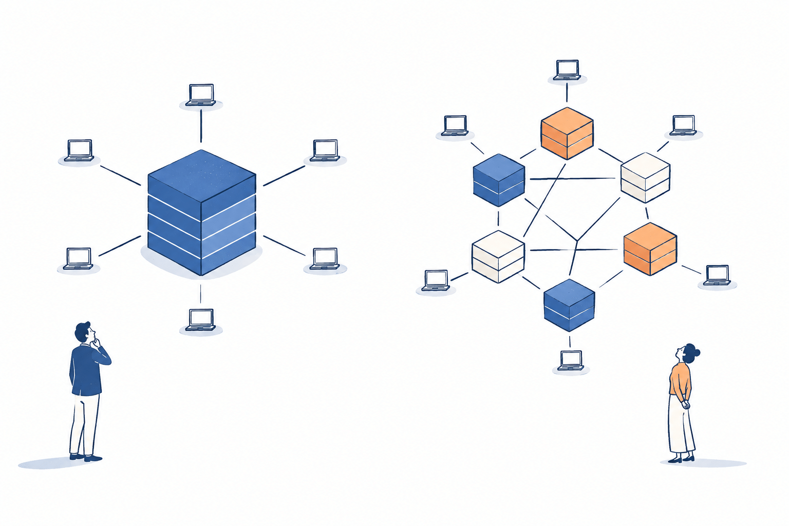 Comparação entre blockchain modular e monolítica mostrando Ethereum e Solana em arquiteturas de blockchain diferentes
