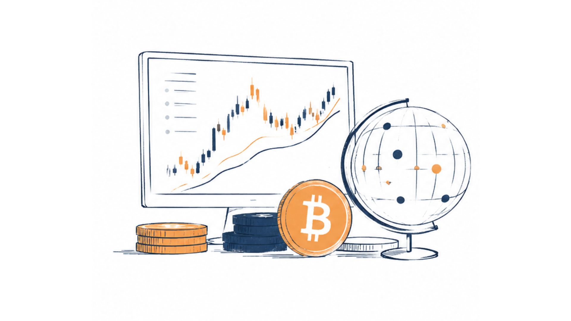 Ilustração de futuros perpétuos com posições compradas e vendidas trocando pagamentos de funding em um mercado cripto sem vencimento.