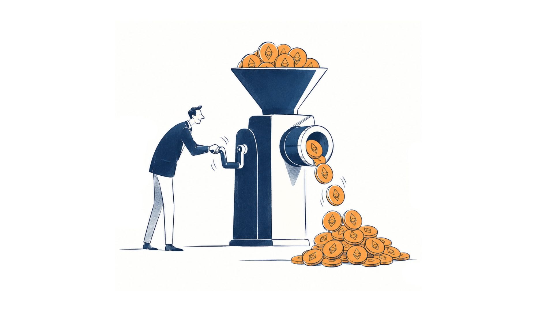Ilustração da oferta de tokens de uma criptomoeda, mostrando unidades sendo emitidas, desbloqueadas e retiradas de circulação por mecanismos distintos.