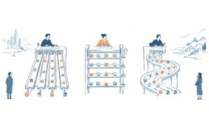 Ilustração de execução paralela em blockchain, com fluxos de transações independentes e operações que disputam um estado compartilhado.